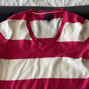Hot pink and white striped Tommy sweater!